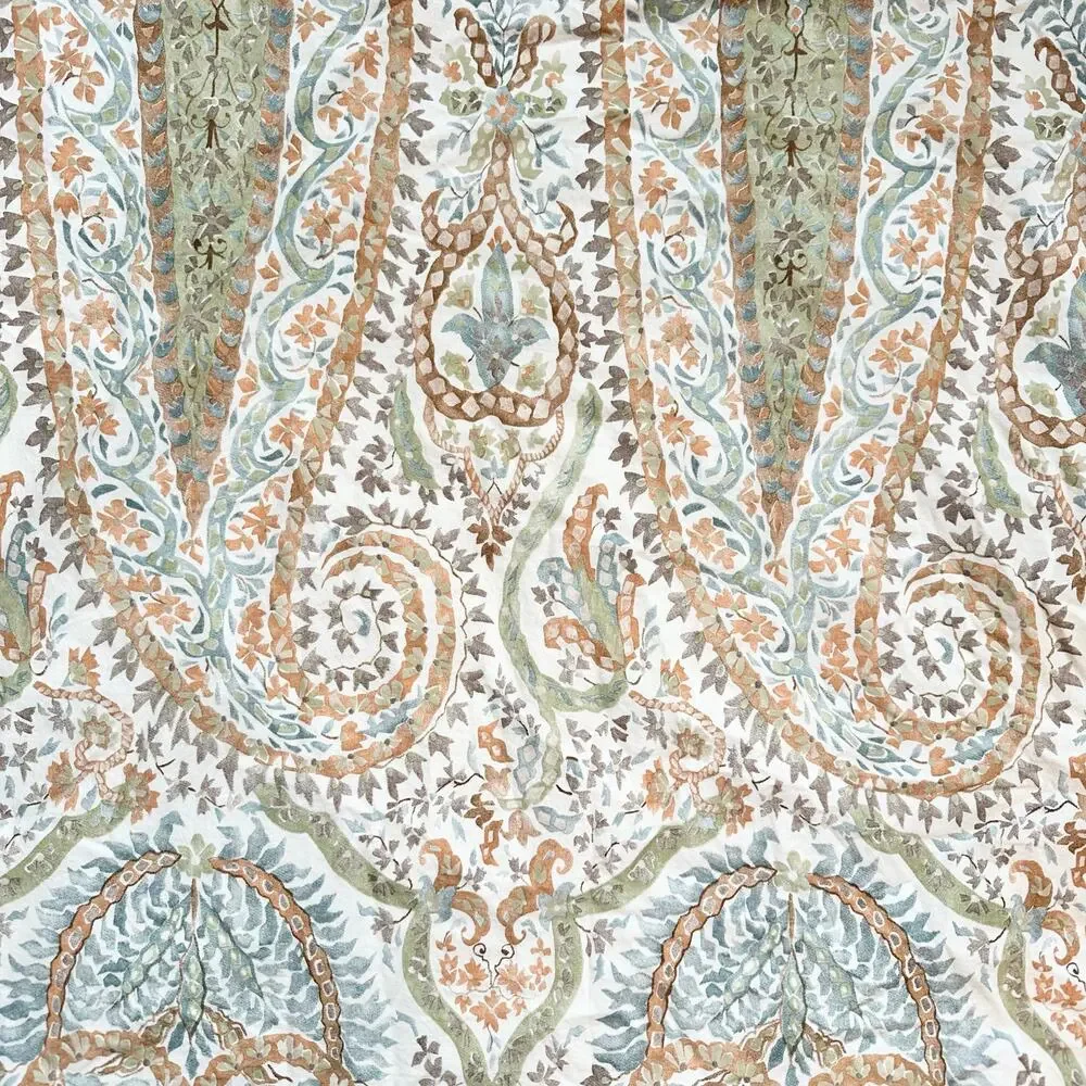 Pottery Barn Agatha Paisley Pale Sage Rust Tan Euro Pillow Sham Set 2 Cotton